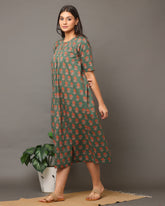 Earthy Green Floral Dress
